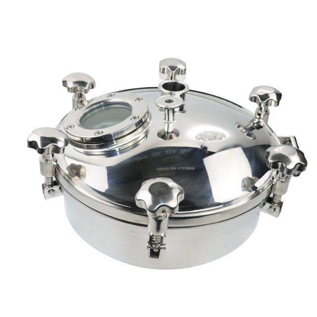 Stainless Steel Food Grade Circular Quick Opening Pressureized Autoclave Manhole with Bevel Edge 
