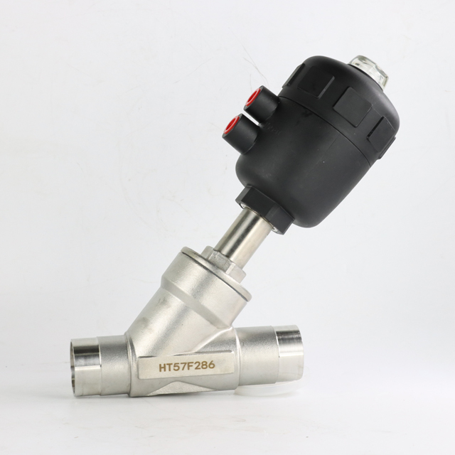 Stainless Steel Sanitary Spring Return Pneumatic Bevel Valve 