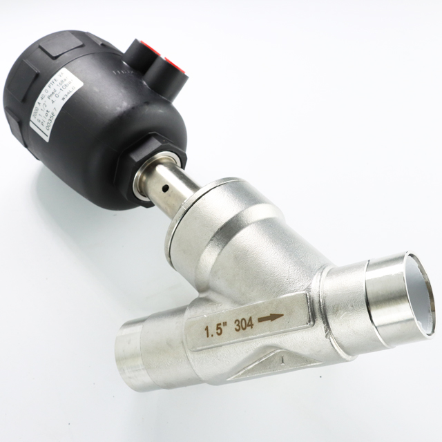 Stainless Steel Sanitary Spring Return Pneumatic Bevel Valve 