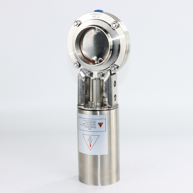Stainless Steel Sanitary ISO Adjustable Vertical Vacuum Pneumatic Butterfly Valve 